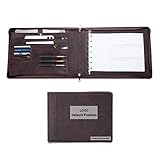Geslun Custom 7 Ring Check Binder, Engraved Genuine Leather Business Checkbook Cover Holder, 3-On-A-Page for 600 Checks (9 x 13”), Desk Commercial Cheque Zippered Folder, Dark Brown