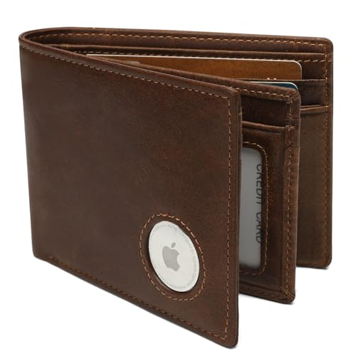 Airtag Wallet Smart Slim Leather Bifold Wallets For Men Small Card Holder Rfid Blocking (Air Tag Not Included)