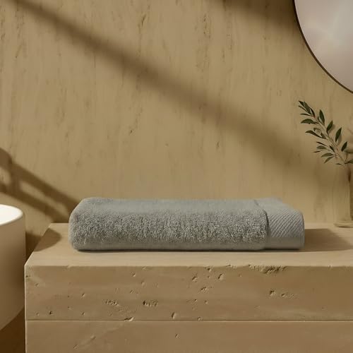VOUCLER – Oasis Toalla Baño Grande 100% Algodón Toalla Gris de Rizo con Hilo 16/1 Peinado Turco 550 gsm | Suavidad, Absorción y Estilo SPA en Casa