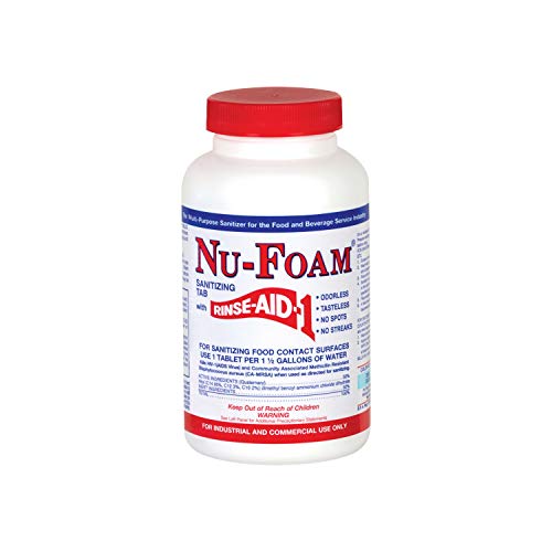 Glissen Chemical Nu-Foam EPA Regulated Disinfecting Tablet Cleaner, for Sanitizing Food and Non-Food Contact Surfaces, Kills Viruses Such as HIV, MRSA