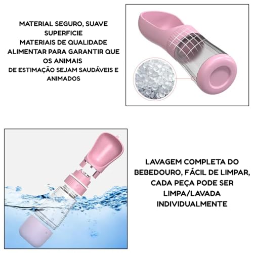 Garrafa Bebedouro Portátil 2 em 1 Pet Água Fresca e Ração Segura para Cães e Gatos e Outros Animais