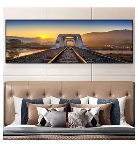 Art mural paysages pour le salon | Toile coucher de soleil 50x150cm