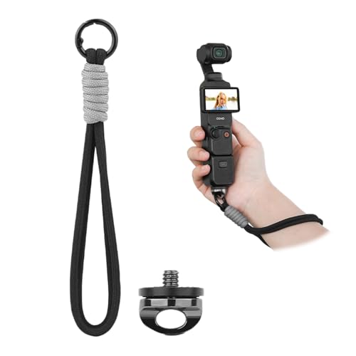 TYUANDOUER Wrist Hand Strap for DJI Osmo Pocket 3, Mobile 6 / SE/RS 3/3 PRO / 4 PRO/OM 5 Stabilizer, Polyester Lanyard for DJI Pocket 3 Accessories with D-Ring Screw - Black