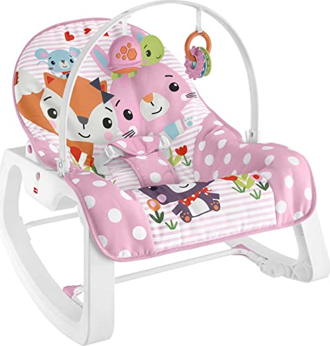Image of Fisher-Price Infant-to-Toddler Rocker – Pink Critters, Baby Rocking Chair with Toys for Soothing or Playtime from Infant to Toddler