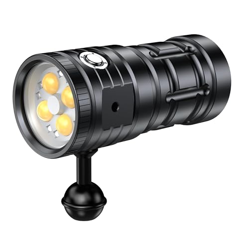 Genwiss - Dive Light for Underwater Photography, 5500Lumens Super Bright Diving Flashlight, 100M Waterproof Underwater Video Light with Type-C Charging, Professional for Underwater Lighting