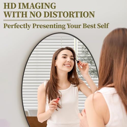 Image of Koonmi Black Oval Bathroom Mirror, 26 inchx37 inch Oval Mirror for Wall
