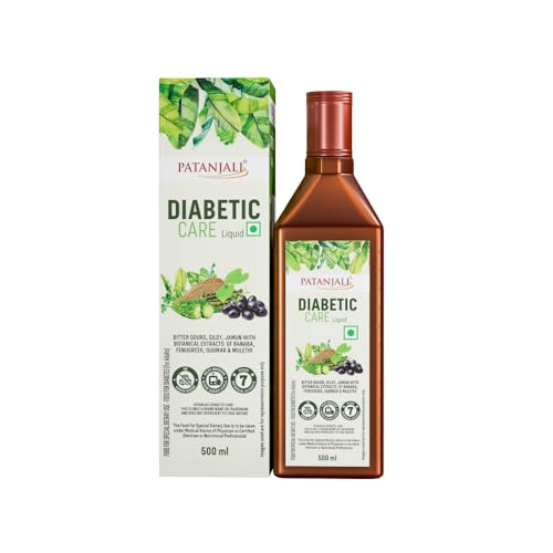 Image of Patanjali Diabetic Care Liquid | Ayurvedic Diabetes Supplement with Karela, Jamun & Giloy | Plant-Based | Herbal Supplement | 500ml