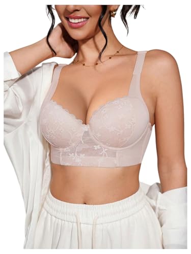 Soutien-gorge plongeant haut de gamme en dentelle festonnée noire 38B