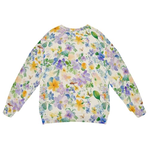 JUNZAN Beauty Spring Flowers Violet Dragonfly Kids Boys Sweatshirts Hoodies Long Sleeve Kids Pullover Hoodie Athletic 4T2