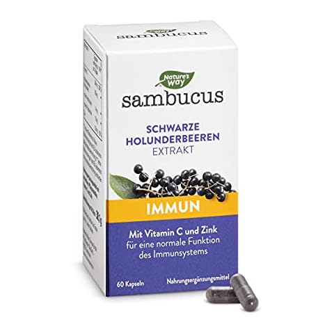 Nature's Way Holunderbeeren Immun Kapseln - Immunsystem stärken Erwachsene mit Schwarzer Holunder Extrakt + Vitamin C + Zink - Vegan gelatinefrei - 60 Stk Cover