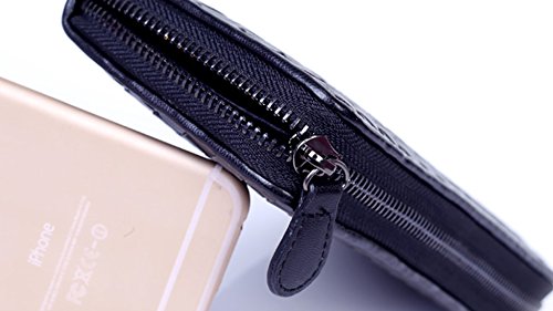 Women Woven Leather Zipper Long Purse Wallet Card Holder2