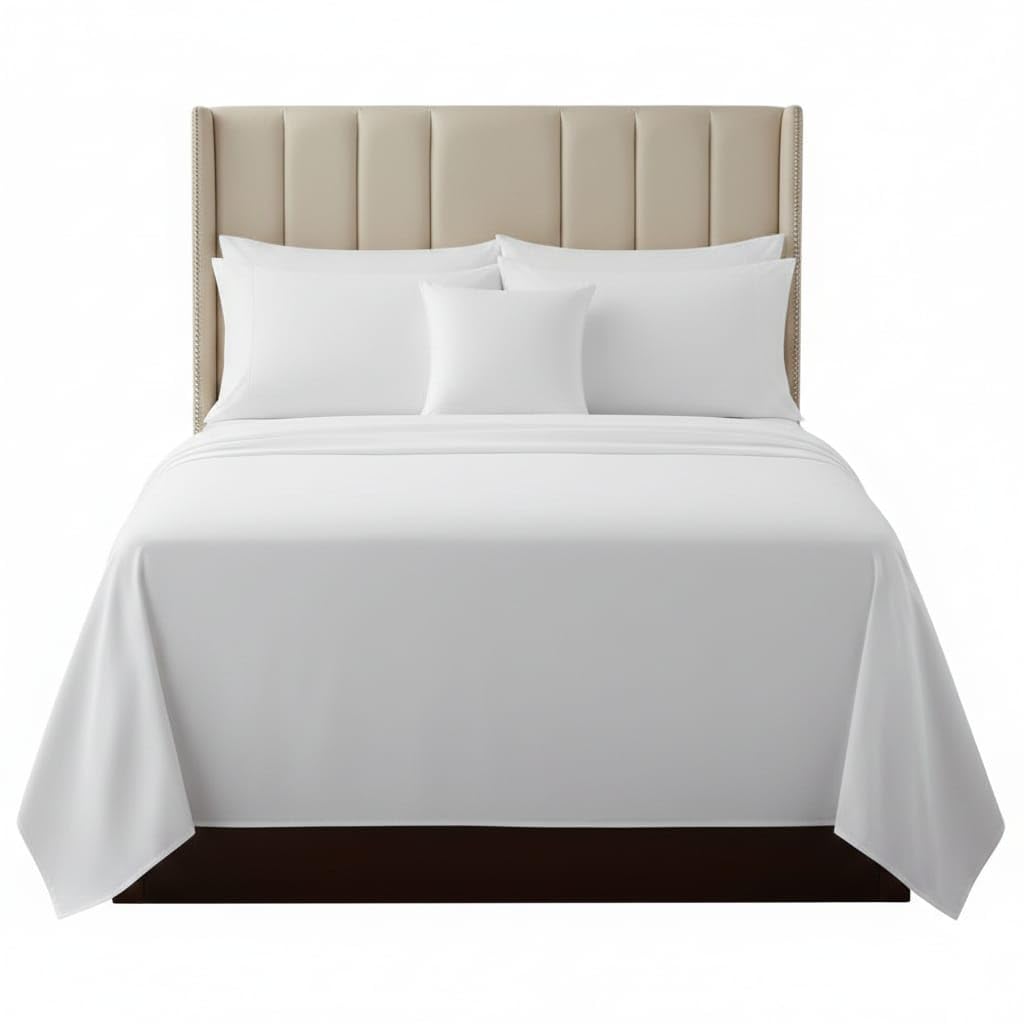 Posh Wave Pack of 1 Flat Sheets – 90 GSM Brushed Polyester Microfiber, White Double Bed Sheets, Soft & Breathable Lightweight Bedding, Wrinkle & Fade Resistant, Easy Care