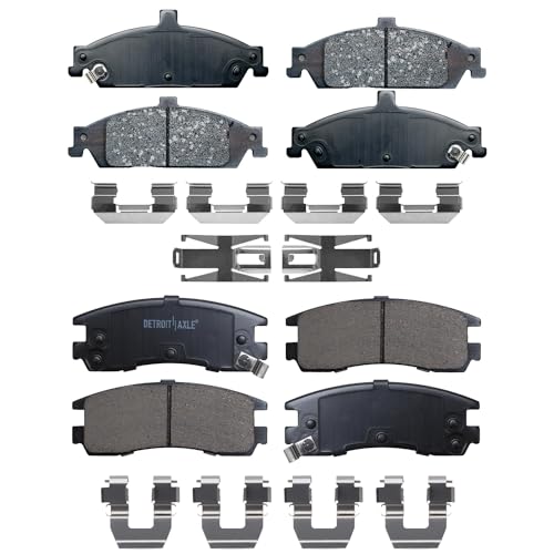 Image of Detroit Axle - Brake Pads for 1999-2004 Oldsmobile Alero, 2005 Pontiac Grand Am, Ceramic Brake Pads w /Hardware 2000 2001 2002 2003 Front and Rear Replacement