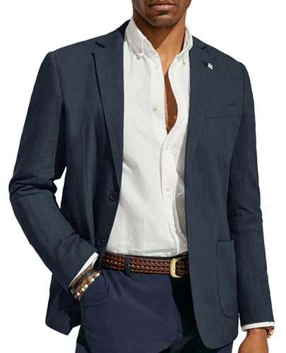 Image of PJ PAUL JONES Mens Casual Blazer Lightweight Linen Sport Coat 2 Button Unlined Suit Jackets