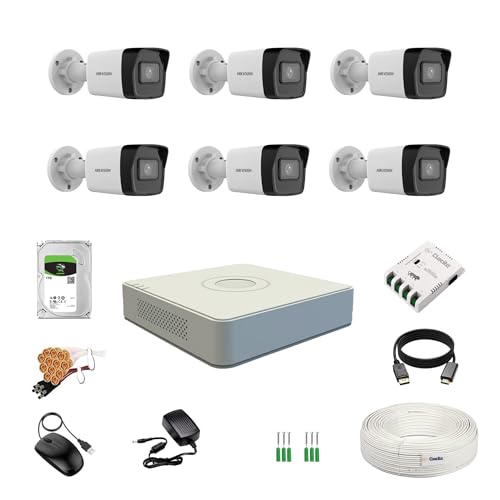 Image of Clocite HIKVISION 8 Channel Wired DVR with 2MP 6 Bullet Cameras (Day /Night Vision) + 1TB HDD + Cable Roll (1+3) 4 CH Power Supply + BNC & DC Full Combo Kit