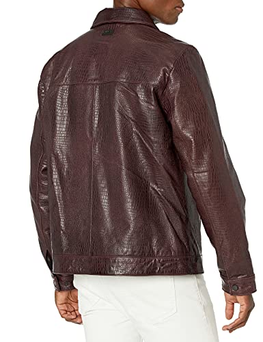 Image of DKNY Men's Real Leather Croc Embossed Jacket
