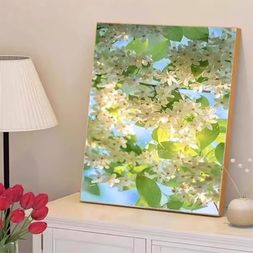 Broderie Diamant Fleur Blanc 50x70cm : Idée Cadeau Originale - 7