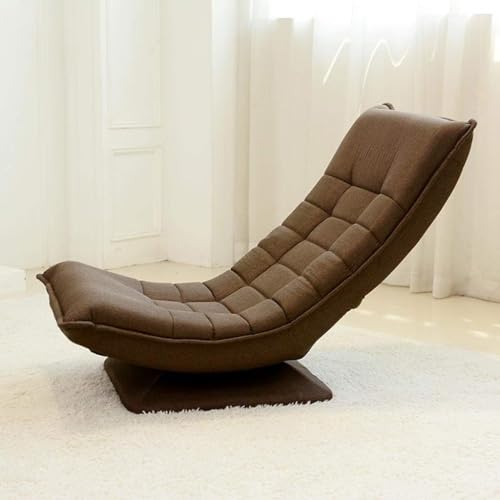 Image of Kawachi Folding Swivel Chair Leisure Lounge Sofa 360 Degree Rotation Adjustable Recliner Floor Chair Brown