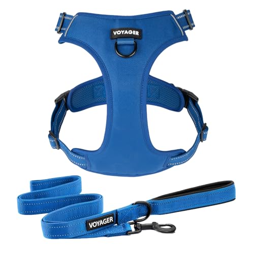 Image of Voyager Dog Harness Dual Leash Attachment No-Pull Control Adjustable Soft but Strong Pet Harness for Medium and Large Dogs with 3M Reflective Technology, Leash Set Royal Nylon, XS (Chest: 13-16 inch)