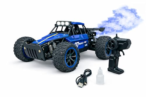 Image of TEC TAVAKKAL Premium RC Metal Off-Road Car with Mist Spray | Rechargeable 2WD | 20 km /h Speed | Type-C Charging | Gun Remote | 150+ Feet Range (Blue)