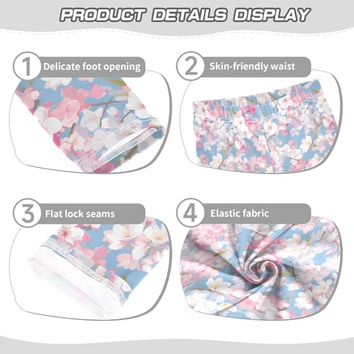 KLL Cherry Blossoms Little Girls Athletic Leggings Stretchy High Waisted Dance Pants Sports3