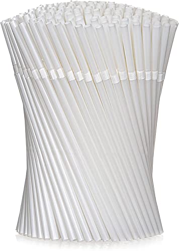 PLA- Lot de 200 pailles blanches compostables 100 % végétales, sans plastique, biodégradables, flexibles - Résistantes pour boissons chaudes et froides