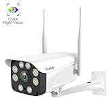 Outdoor Security Camera - TourAlle 1080P WiFi Surveillance Camera with Color Night Vision, Motion Detection Alert, 2-Way Audio, IP66 Waterproof, MicroSD Slot and Cloud Storage, Compatible with Alexa