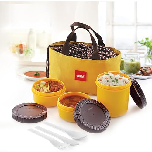 Image of CELLO MF Foodlink Plastic Lunch Box Set, 6 Pieces, Yellow