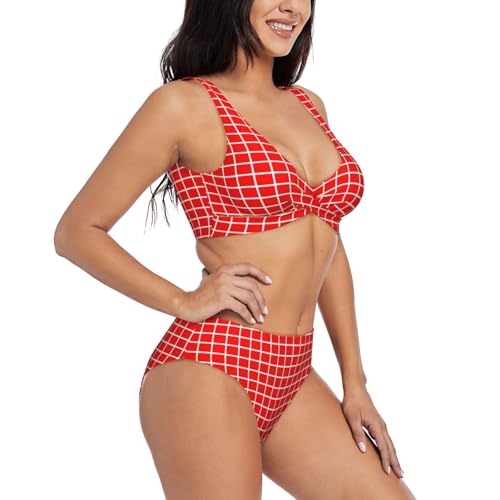 Traje de baño de dos piezas con bandera de Dinamarca y cuello en U para mujer