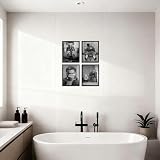 Funny Bathroom Wall Art Set of 4,Black and White Wall Decor Movie Posters Prints,Vintage Humor Bathroom Decor Wall Art for Toilet Restroom Signs,Framed,8x10inch