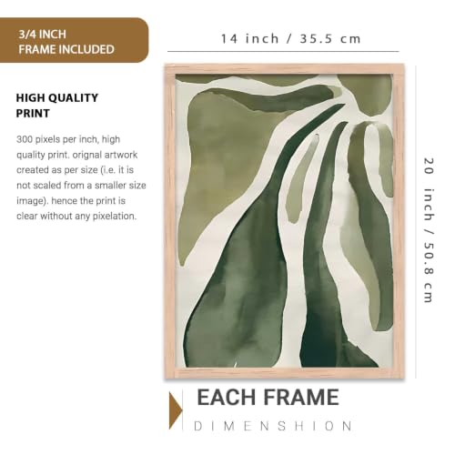 Image of kotart Boho Floral Art Home Decoration Painting | Floral Aesthetic Paintings With Frame For Living Room Bed Room Hotel Wall Decor Digital Reprint Set of 3 (14x20 Inch)