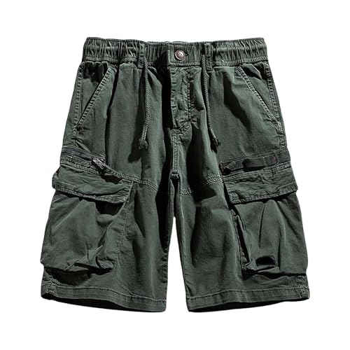 Short cargo pour homme avec taille élastique confortable vert M - 3