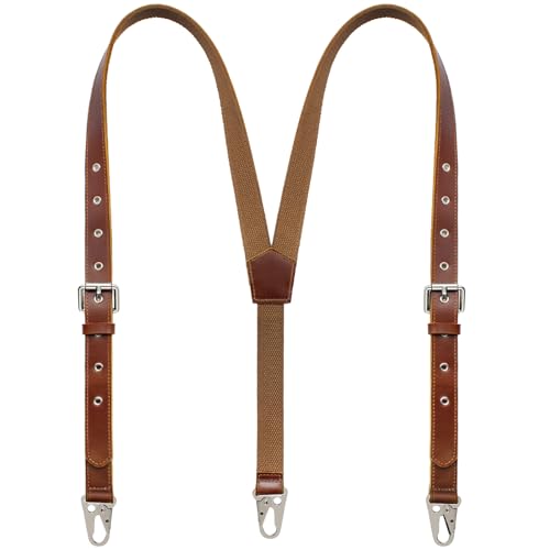 Image of Ringsun Genuine Leather Suspenders for Men, Y Design Hidden Suspenders Under Clothes, Adjustable Accessories for Men