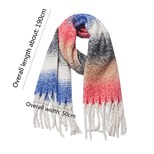 Chunky Colorful Scarf Oversized Blanket Scarves for Women Big Thick Warm Scarf Shawl Wrap Winter (D, One Size)2