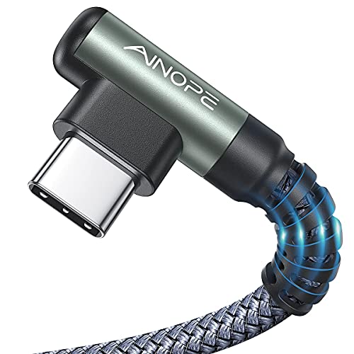 AINOPE USB to USB C-2-Pack, 6.6ft,Type C Cable Fast Charge, Right Angle USB to USB C Cable for iPhone 17 Carplay Cable, Galaxy S10+ S10 S9, Note 10 9, LG V30, Moto, iPhone 16 15 Charger Cord