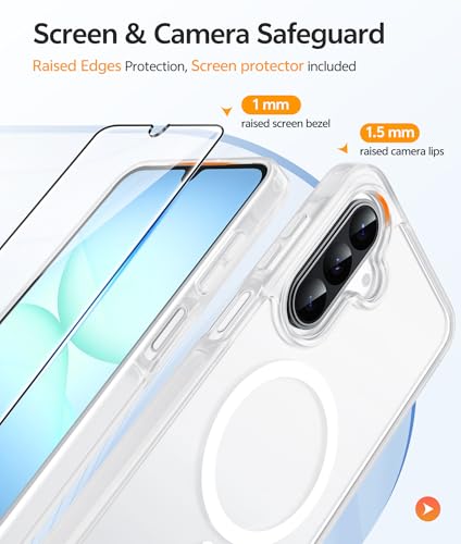 Image of FNTCASE for Galaxy A17 /A16 5G Phone Case: for Samsung A17 Cases [Compatible with Magsafe] [Screen Protector] Matte Translucent Military Grade Protection for Samsung A 17 & A 16 4G Cover - White