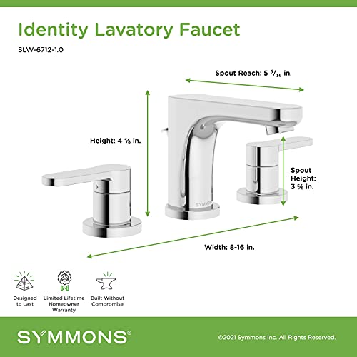 Symmons SLW-6712-1.0 Identity Widespread 2-Handle Bathroom Faucet with Drain Assembly in Polished Chrome (1.0 GPM)