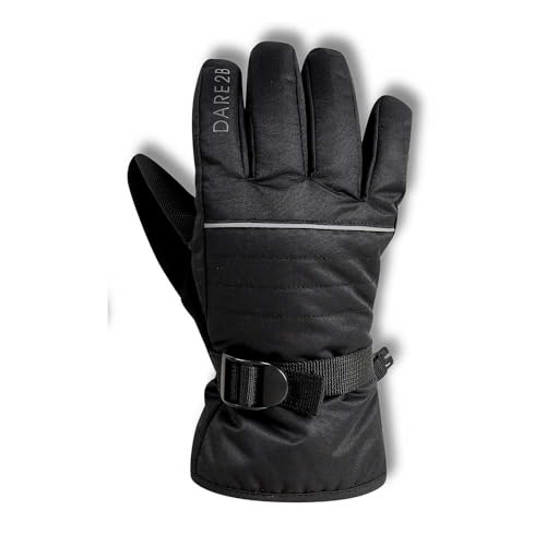 Dare2b Kids' Glacier Skiing Gloves Waterproof Breathable lined Snowboarding, Black