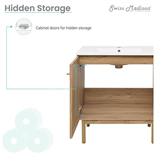 Image of Classe 30 inch Bathroom Vanity in Oak-Cabinet Only Bath Sink Cabinet Sink Included