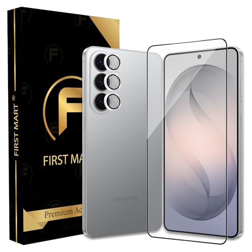 Image of FIRST MART Tempered Glass for Samsung Galaxy S26 Plus 5G with Silver Camera Ring Guard & Installation Kit | HD Clear Edge-to-Edge Screen Protector, Scratch Resistant, Case-Friendly | Pack of 1