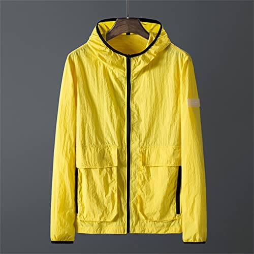 WQHPLMD Ropa de Chaqueta Casual con Capucha Ultra Ligera para Hombres Protector Solar seco rápido Unisex Manga Larga Cubierta de Ropa de Playa Delgada (Color: Amarillo, tamaño: l)