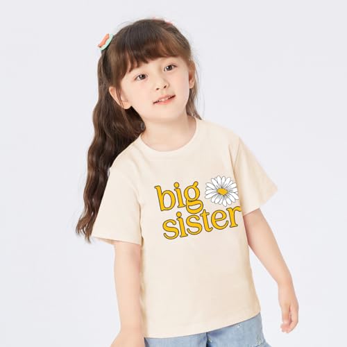 Image of Biggest /Bigger /Big Sister Shirt for Toddler Girls Cotton Short Sleeve Tshirts Announcement Outfits 2-10 Years