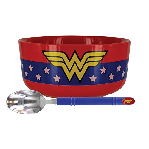 DC Comics Wonder Woman Breakfast Set, Ceramic, Multi-Colour, 7 x 14 x 14 cm