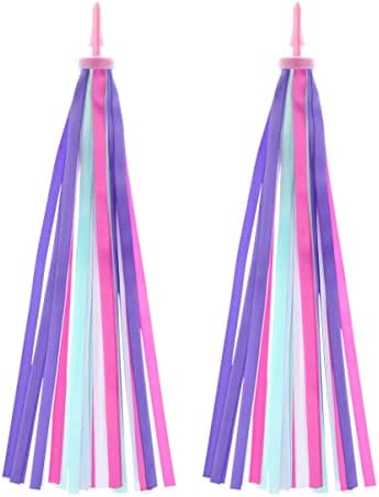 CLISPEED Kids Rainbow Bike Streamers Grips Tassels Ribbons Colorful Childrens Scooter Bike Handlebar Streamers for Girls Boys Cycling Accessories