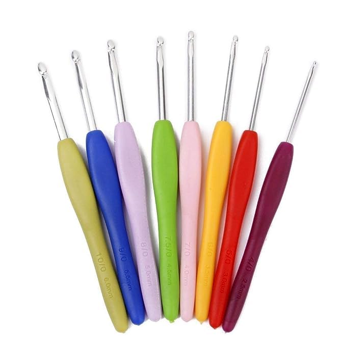 Trexee 8 Pcs Crochet Hooks Set Crochet Hooks Aluminium Sewing Needles Soft Handles Knit Weave Craft Yarn Sewing Tools with Different Size-picture-27