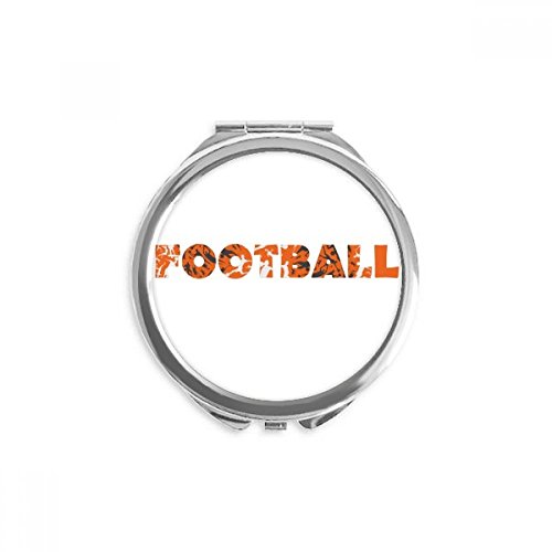 Miroir rond de poche football orange élégant et portable pour maquillage