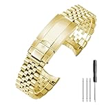LDDAL Cinturino di ricambio da 21 mm compatibile con Rolex Datejust 41, bracciale di ricambio in acciaio inossidabile 316, maglie solide, cinturino in metallo regolabile con cacciavite e 3 barre a