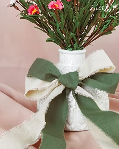 Beige Cotton Linen Fabrics Ribbon 1.5'' X 5 Yards Handmade Frayed Edges Fringe Ribbons Set For Rustic Wedding Gift Wraps Bridal Bouquet Diy Craft Supplies Trim Embellishments Decoration #TOP2