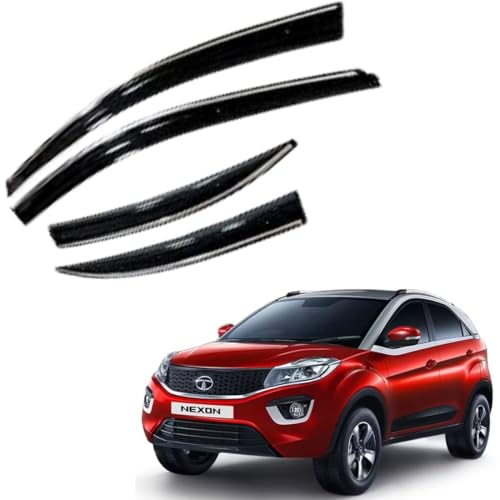 Image of CAR SAAZ Chrome Line Door Visor for NEXON (2017-2019)(Set of 4Pcs) | Rain Guard Wind Deflector