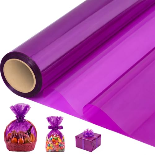 woric Purple Cellophane Wrap Roll 82 Ft X 17 In Halloween Cellophane Paper